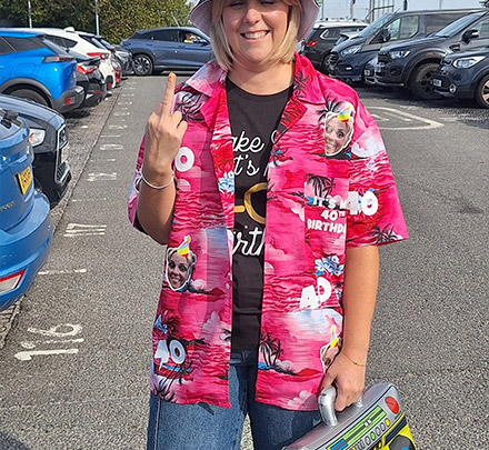 Birthday Hawaiian Shirt - 40th Hawaiian Shirt customer photo, Shan Rees-Owens