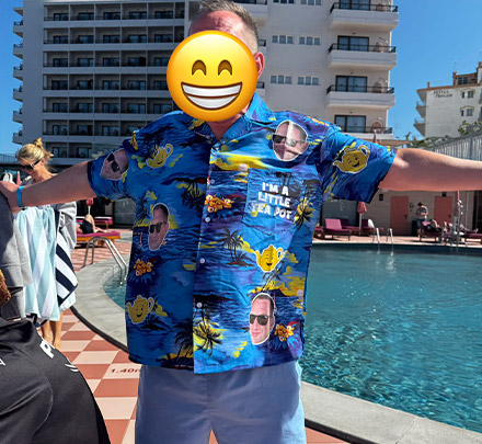 Photo Print Hawaiian Shirt customer photo, deborah hart